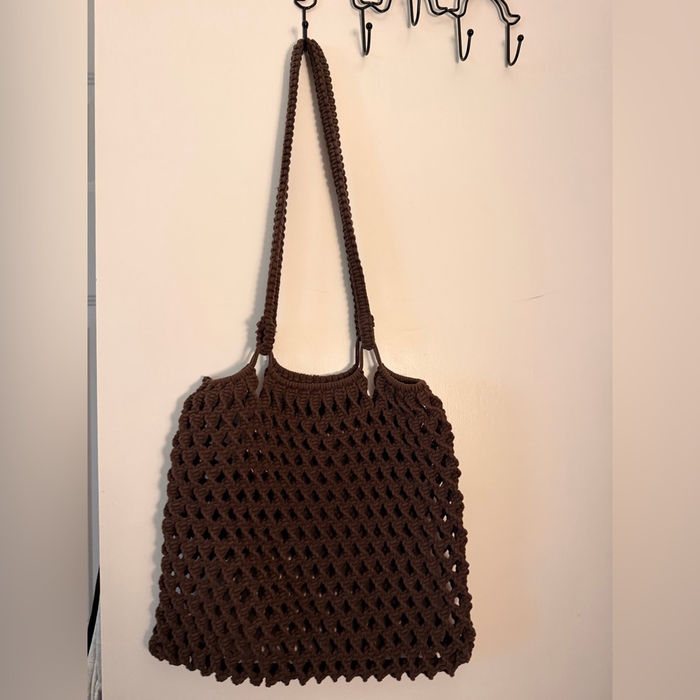 Crochet shopper market tote handbag